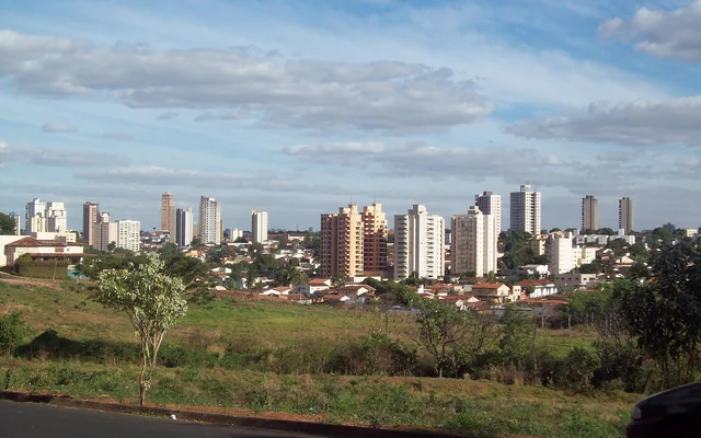 vista de edifícios e natureza urbana em Uberaba